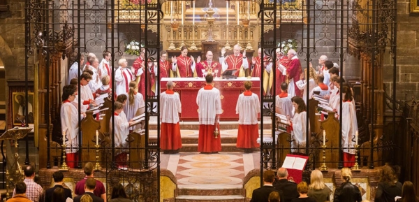 Full Altar and choir stalls during festal mass.