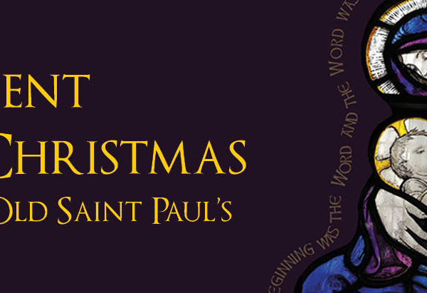 Partial image of Advent to Christmas postcard giving service details.