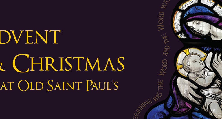 Partial image of Advent to Christmas postcard giving service details.