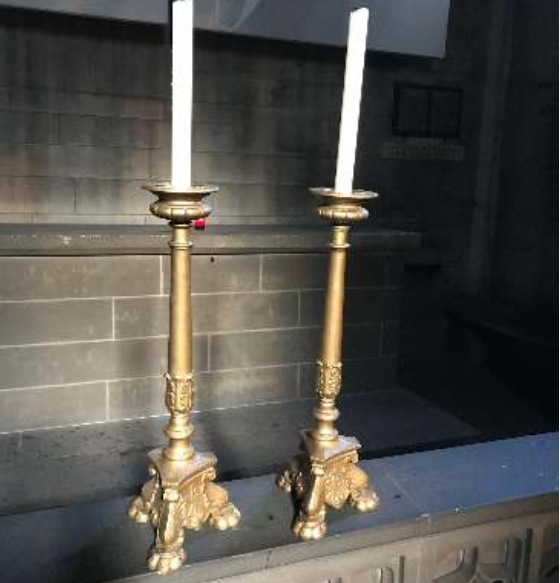 Two reredos candlesticks in the Memorial Chapel