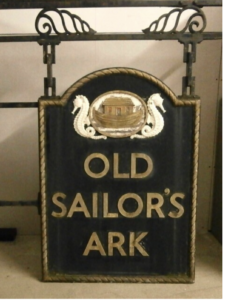 Photo showing the hanging sign of the Old Sailor's Ark